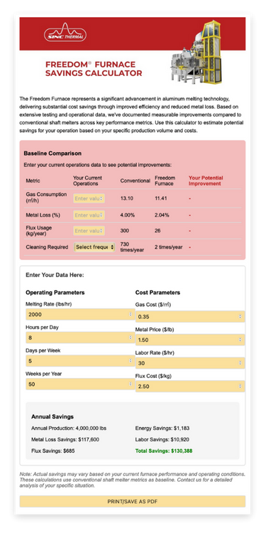 Freedom Furnace Savings Calculator